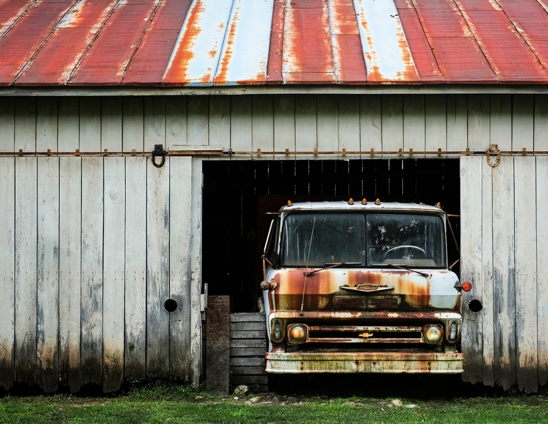 Old Truck In Barn